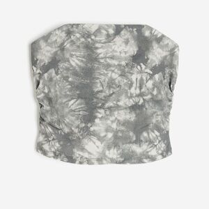 Soft denim tube top.